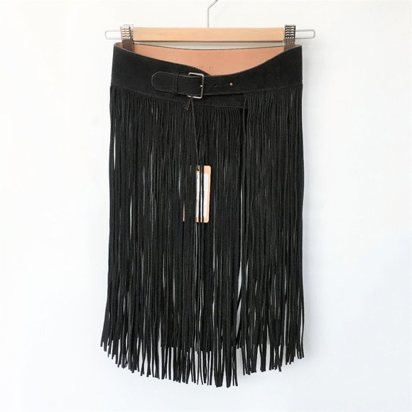 Alaia Accessories - Azzedine ALAIA Belt Fringe Black Suede Women's